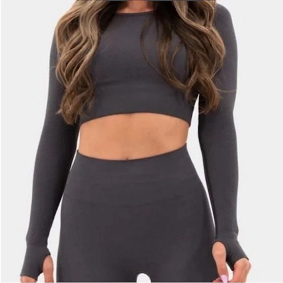 Balance Athletica Energy Long Sleeve Compression Crop Top & Leggings Set Quartz - Picture 16 of 16